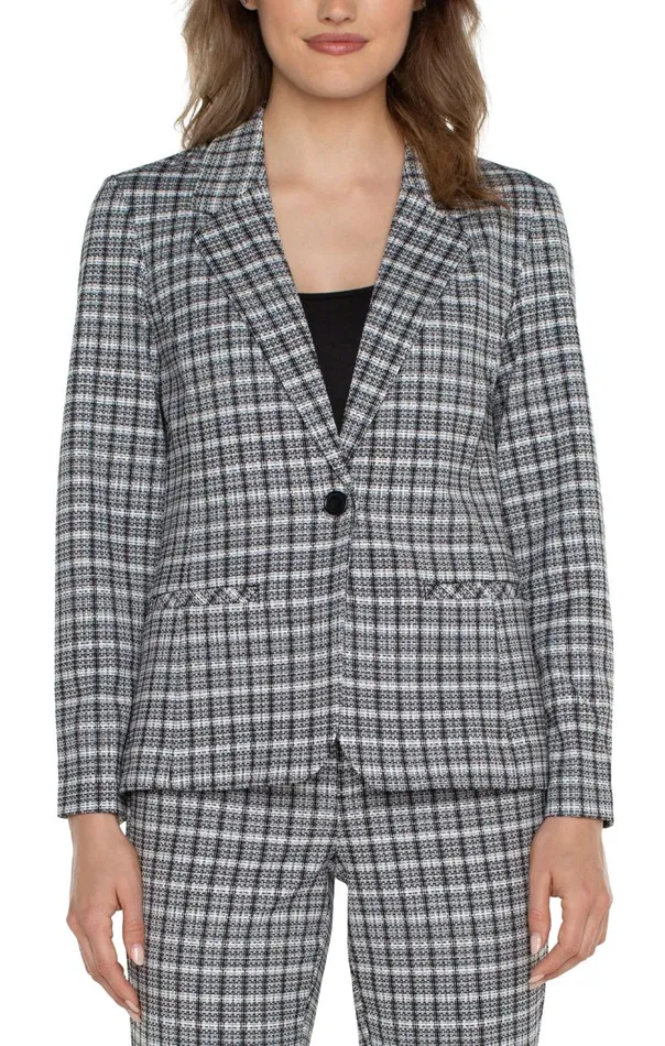 Liverpool Los Angeles Jackets FITTED BLAZER Black White Plaid 8211 Womens