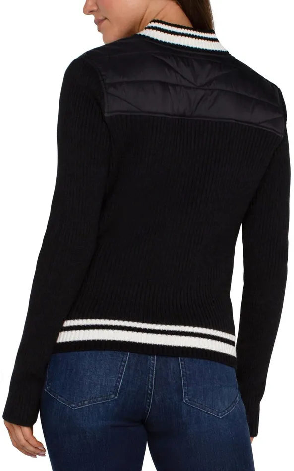Liverpool Los Angeles Jackets QUILTED FRONT FULL ZIP SWEATER Black 8211 Womens