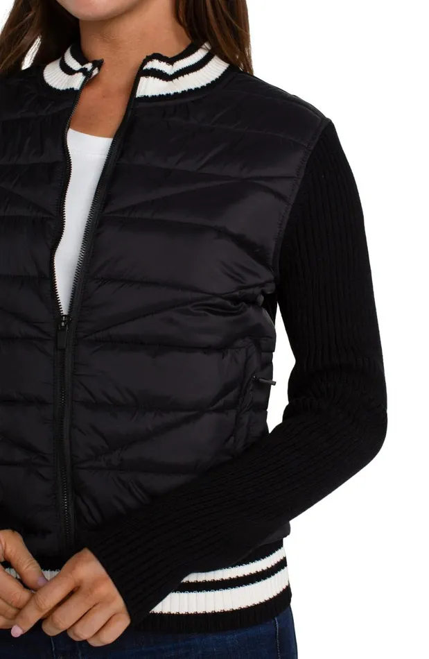 Liverpool Los Angeles Jackets QUILTED FRONT FULL ZIP SWEATER Black 8211 Womens