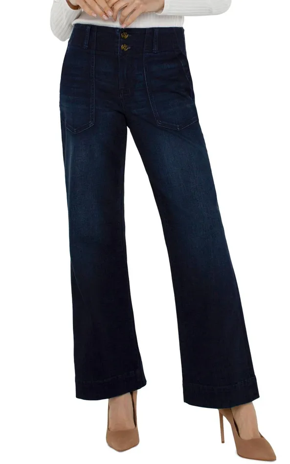 Liverpool Los Angeles Jeans PATCH POCKET WIDE LEG TROUSER Summit Lake 8211 Womens