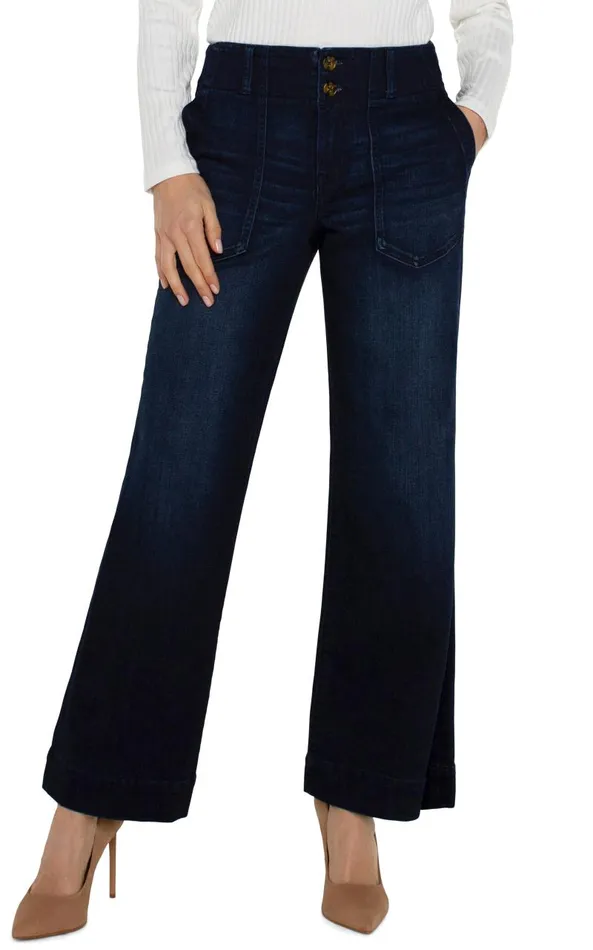 Liverpool Los Angeles Jeans PATCH POCKET WIDE LEG TROUSER Summit Lake 8211 Womens