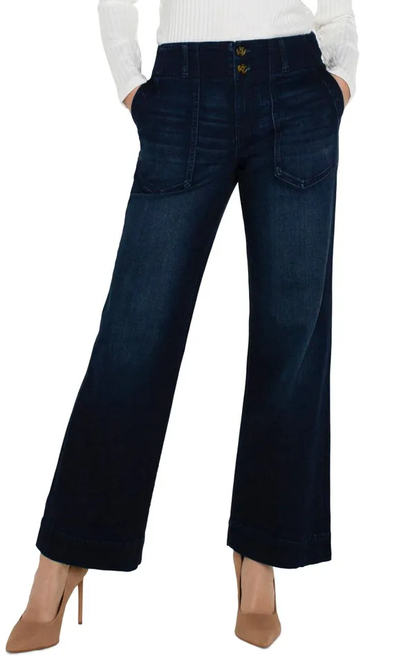 Liverpool Los Angeles Jeans PATCH POCKET WIDE LEG TROUSER Summit Lake 8211 Womens