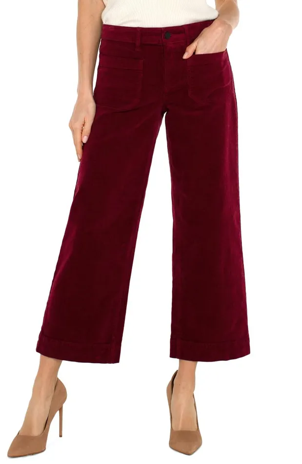 Liverpool Los Angeles Pants CORDUROY CROP WIDE LEG Ruby 8211 Womens