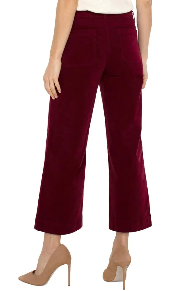 Liverpool Los Angeles Pants CORDUROY CROP WIDE LEG Ruby 8211 Womens