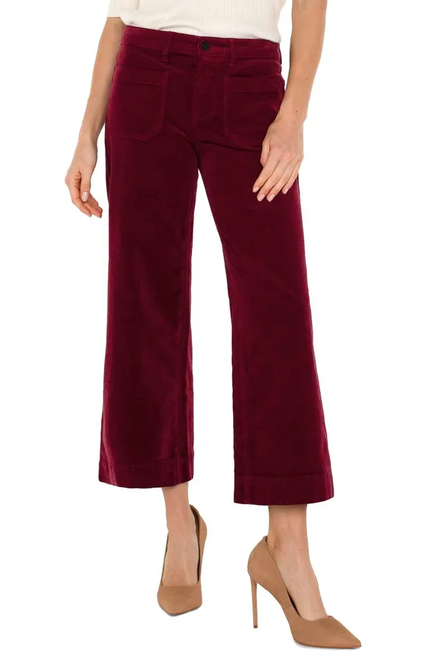 Liverpool Los Angeles Pants CORDUROY CROP WIDE LEG Ruby 8211 Womens