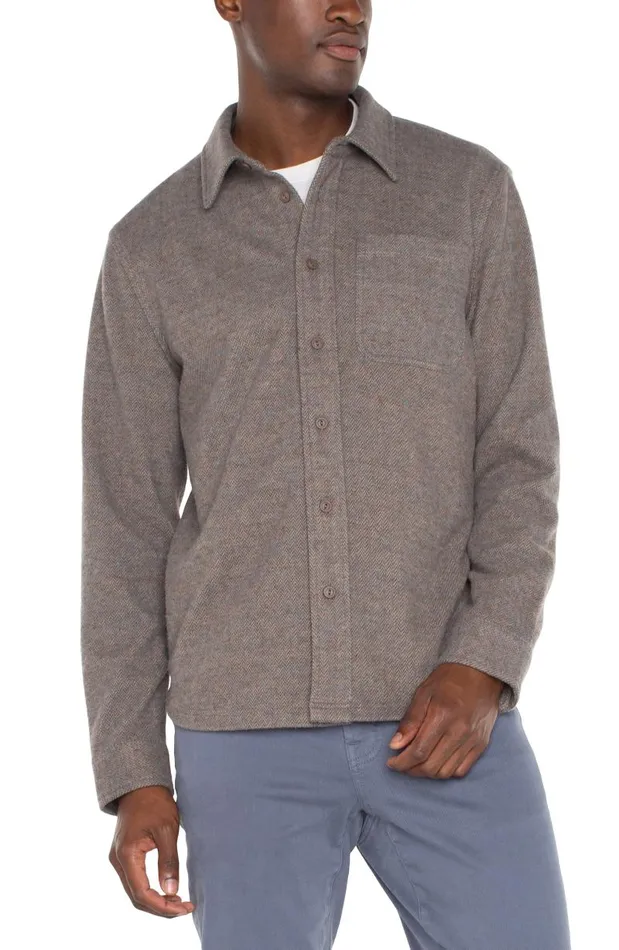 Liverpool Los Angeles Shirts BUTTON UP LONG SLEEVE SHIRT Taupe Blue Multi 8211 Mens