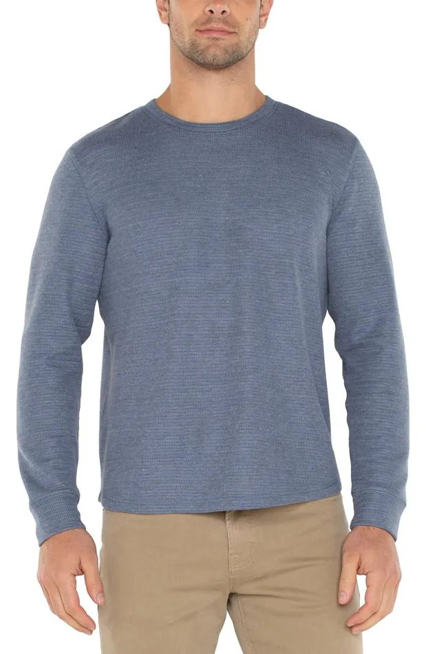 Liverpool Los Angeles Shirts LONG SLEEVE CREW NECK Heather Blue 8211 Mens
