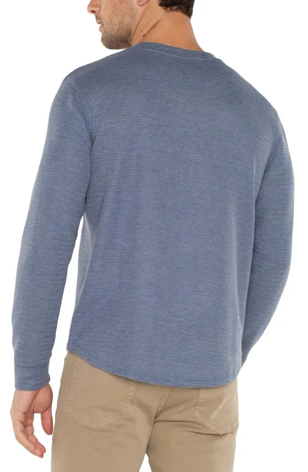 Liverpool Los Angeles Shirts LONG SLEEVE CREW NECK Heather Blue 8211 Mens