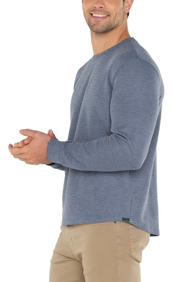 Liverpool Los Angeles Shirts LONG SLEEVE CREW NECK Heather Blue 8211 Mens