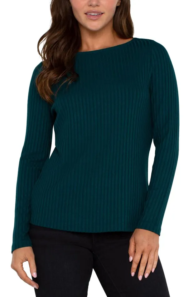 Liverpool Los Angeles Tees LONG SLEEVE BOAT NECK KNIT TOP Dark Forest 8211 Womens
