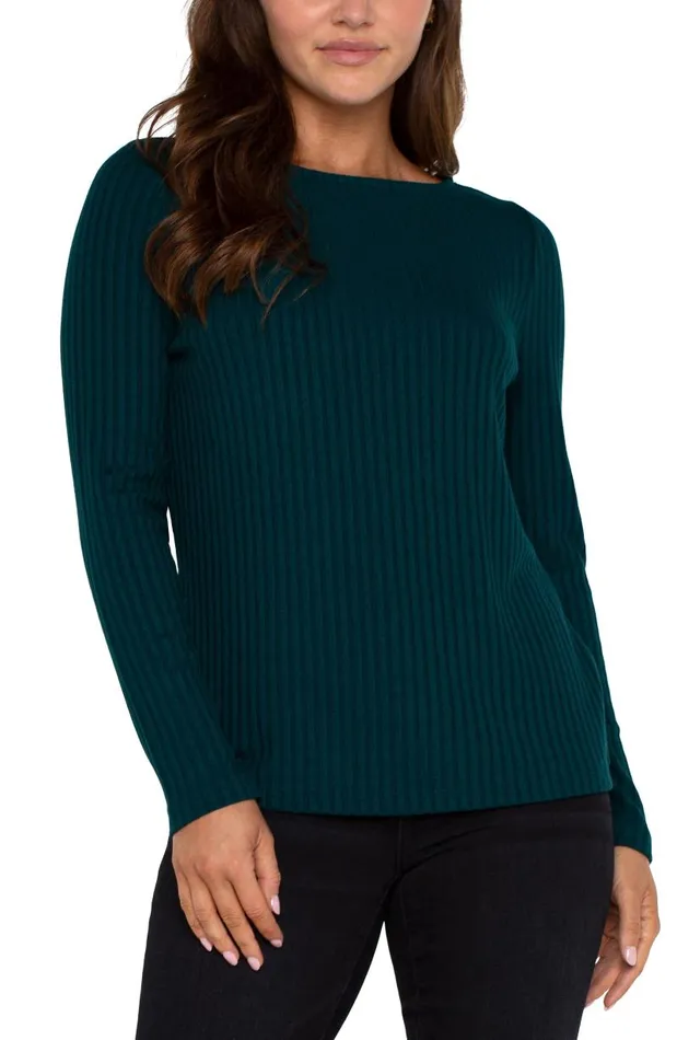 Liverpool Los Angeles Tees LONG SLEEVE BOAT NECK KNIT TOP Dark Forest 8211 Womens