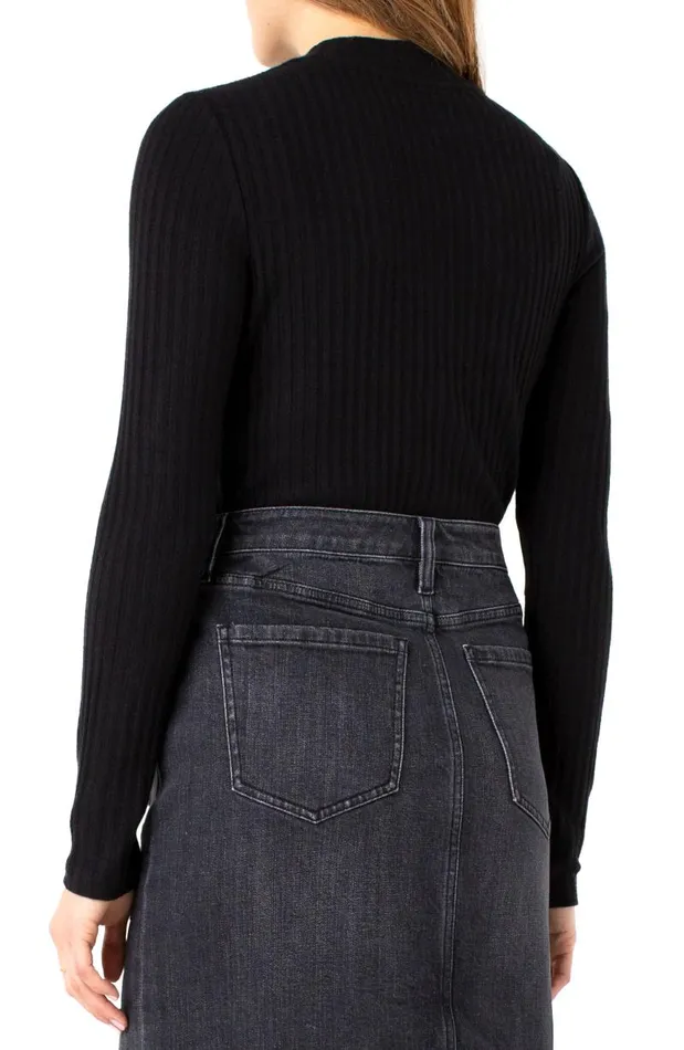 Liverpool Los Angeles Tees MOCK NECK LONG SLEEVE KNIT TOP Black 8211 Womens