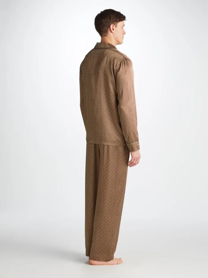 Long Pajamas Men Derek Rose Pajamas Brindisi 109 Silk Satin Green