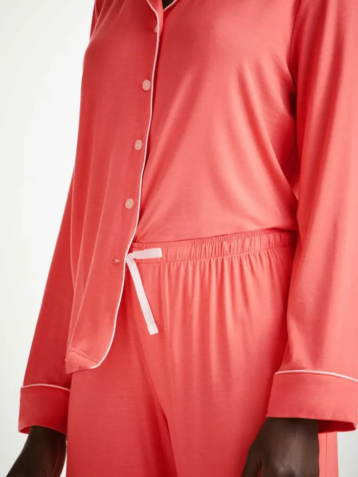 Long Pajamas Women Derek Rose Pajamas Lara Micro Modal Stretch Coral