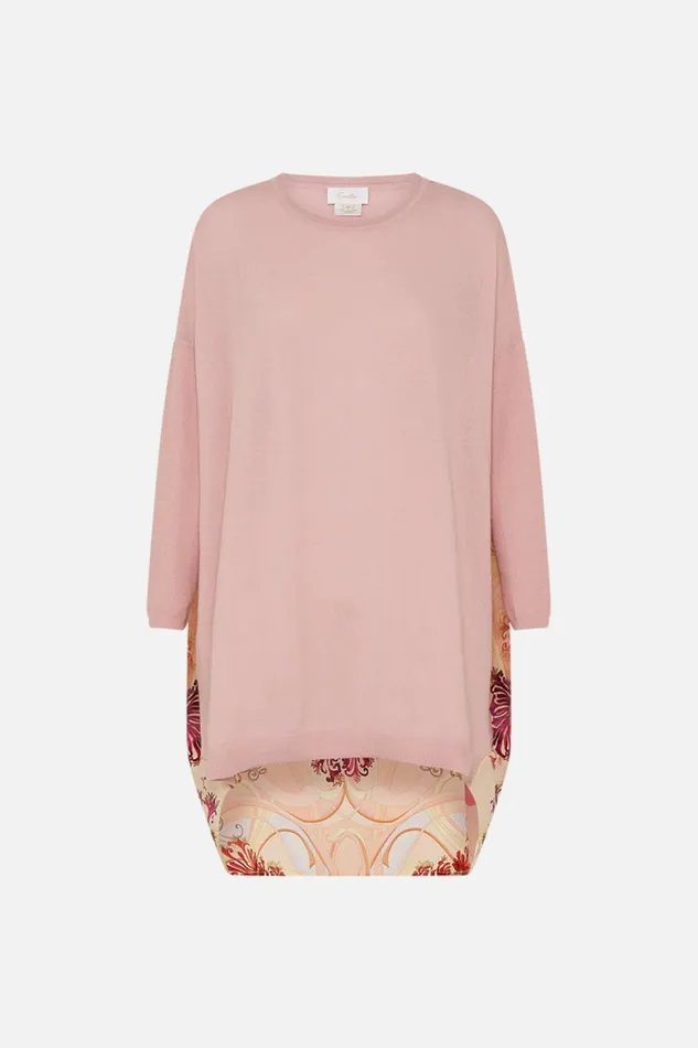 LONG SLEEVE JUMPER WITH PRINT BACK BLOSSOMS AND BRUSHSTROKES Blossoms And Brushstrokes Womens Camilla Knitwear