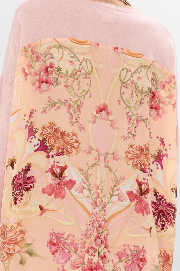 LONG SLEEVE JUMPER WITH PRINT BACK BLOSSOMS AND BRUSHSTROKES Blossoms And Brushstrokes Womens Camilla Knitwear