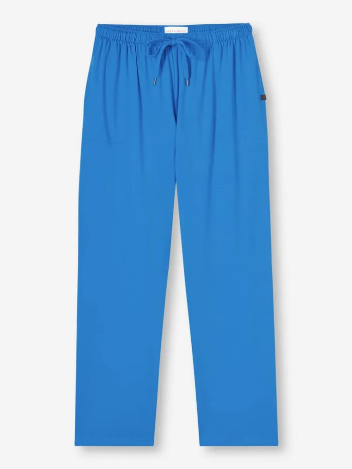 Lounge Pants Men Derek Rose Lounge Pants Basel Micro Modal Stretch Azure Blue