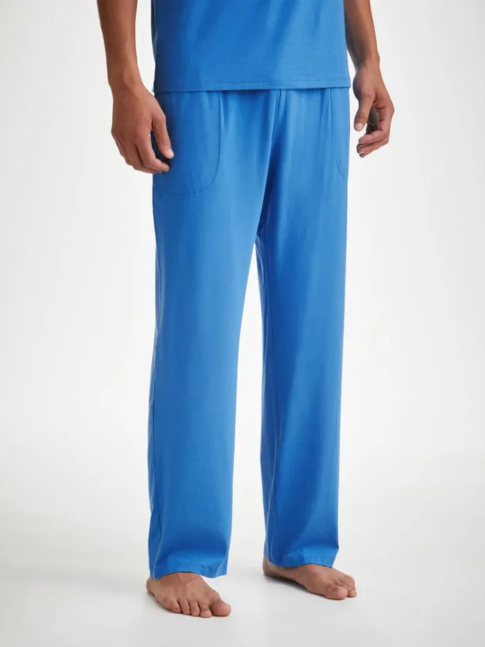 Lounge Pants Men Derek Rose Lounge Pants Basel Micro Modal Stretch Azure Blue
