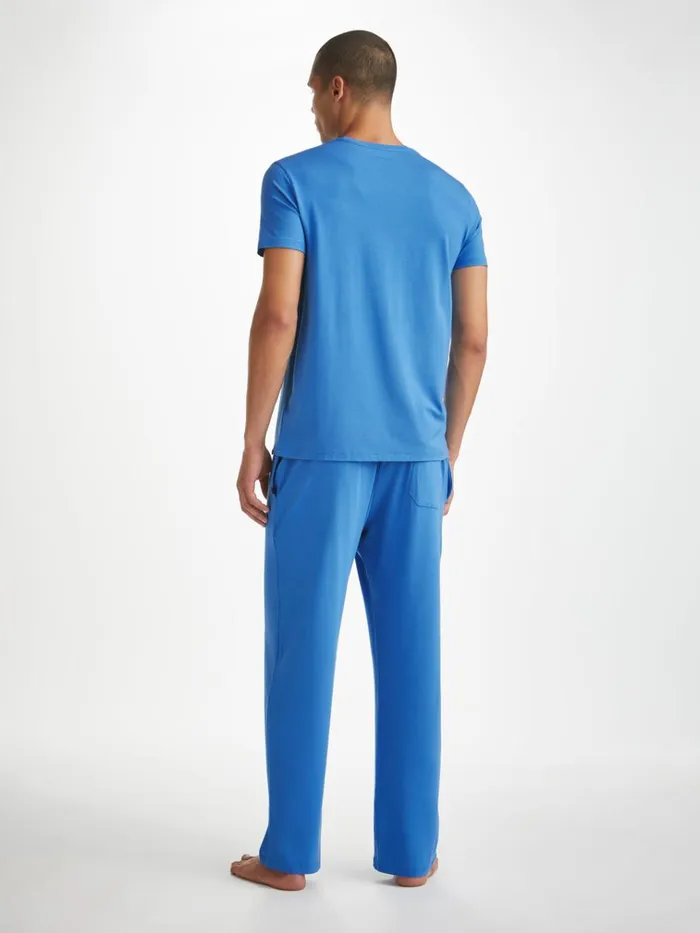 Lounge Pants Men Derek Rose Lounge Pants Basel Micro Modal Stretch Azure Blue