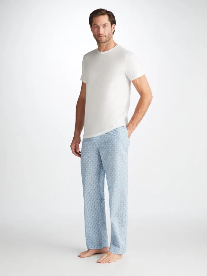 Lounge Pants Men Derek Rose Lounge Pants Ledbury 72 Cotton Batiste Blue
