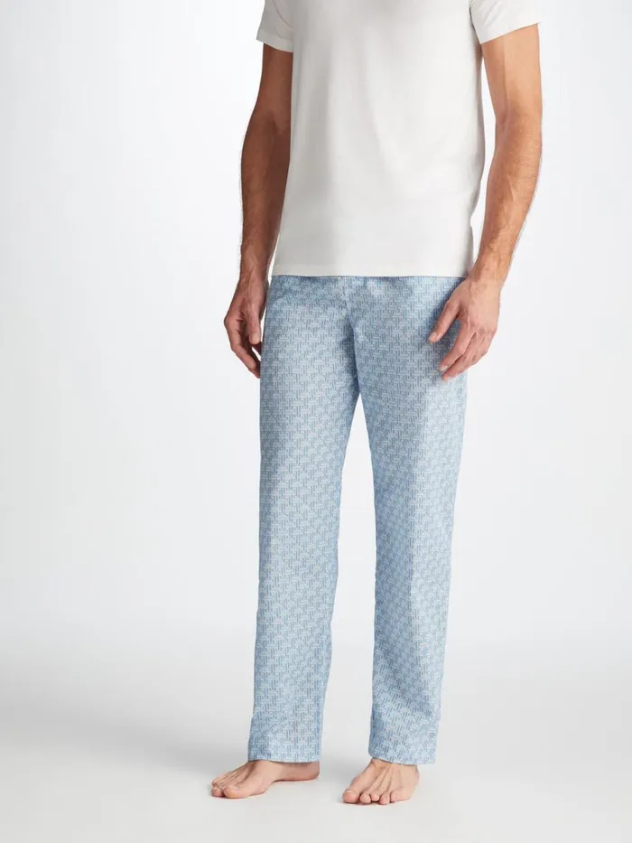 Lounge Pants Men Derek Rose Lounge Pants Ledbury 72 Cotton Batiste Blue