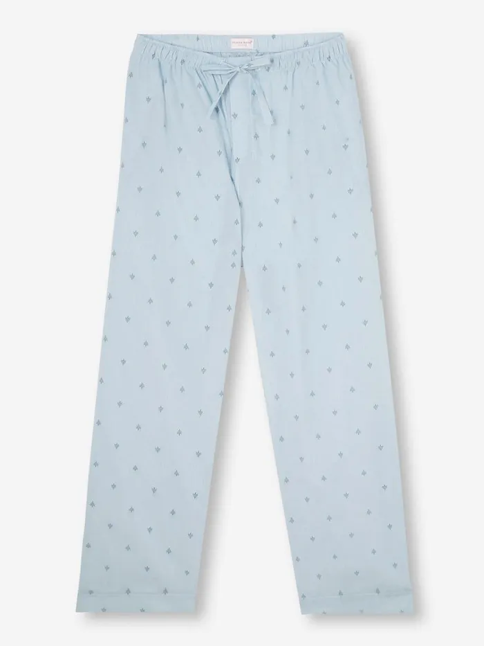 Lounge Pants Men Derek Rose Lounge Pants Nelson 100 Cotton Batiste Blue