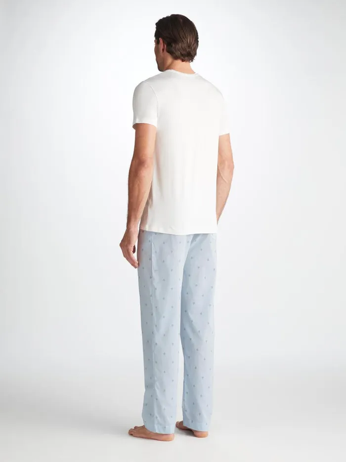 Lounge Pants Men Derek Rose Lounge Pants Nelson 100 Cotton Batiste Blue