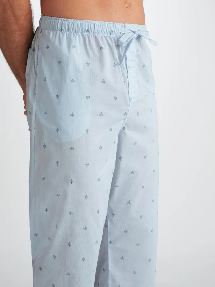 Lounge Pants Men Derek Rose Lounge Pants Nelson 100 Cotton Batiste Blue