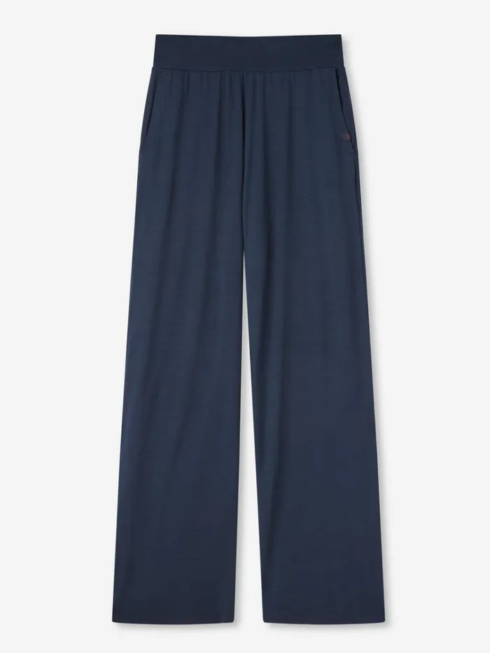 Lounge Pants Women Derek Rose Lounge Pants Basel Micro Modal Stretch Navy