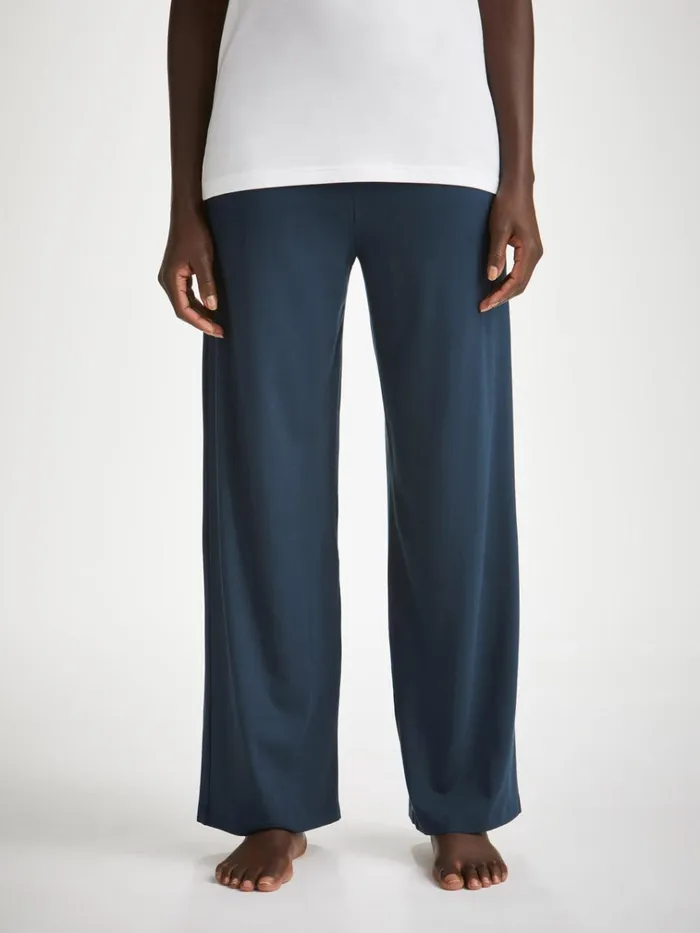 Lounge Pants Women Derek Rose Lounge Pants Basel Micro Modal Stretch Navy