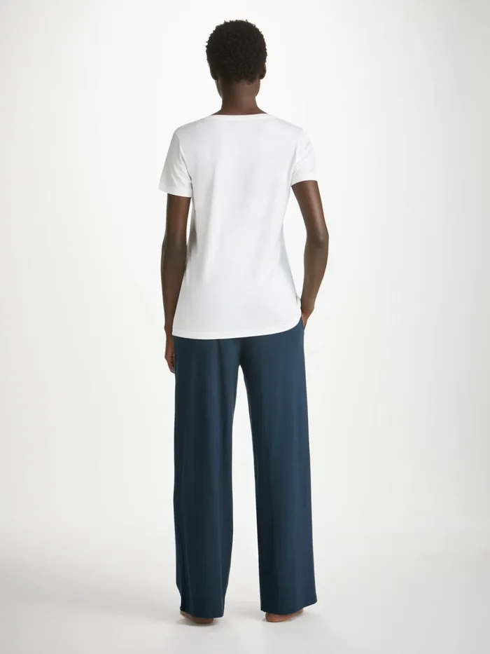 Lounge Pants Women Derek Rose Lounge Pants Basel Micro Modal Stretch Navy