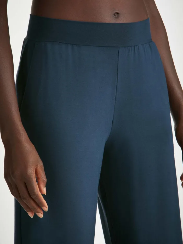 Lounge Pants Women Derek Rose Lounge Pants Basel Micro Modal Stretch Navy