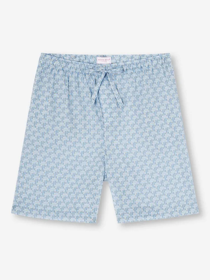 Lounge Shorts Men Derek Rose Lounge Shorts Ledbury 72 Cotton Batiste Blue