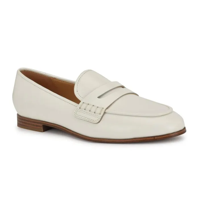 Manner Casual Loafers White Leather Women Nine West Flats