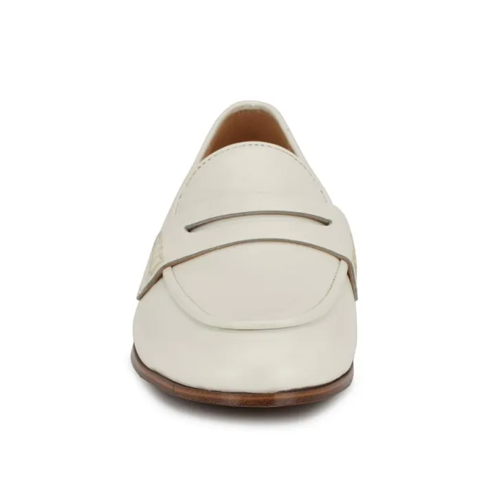 Manner Casual Loafers White Leather Women Nine West Flats