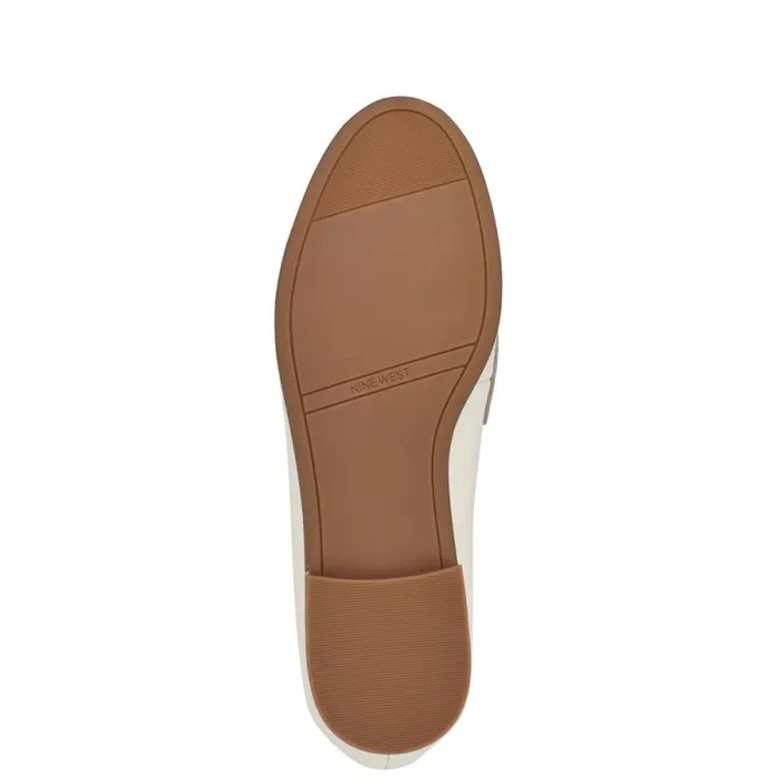 Manner Casual Loafers White Leather Women Nine West Flats