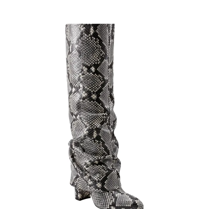 Marc Fisher Lalita Foldover Dress Boot Snake Print Women Boots and Booties