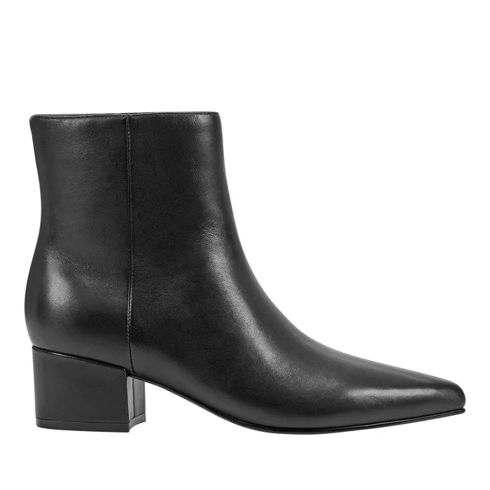 Marc Fisher Leonna Ankle Bootie Black Leather Women Boots and Booties