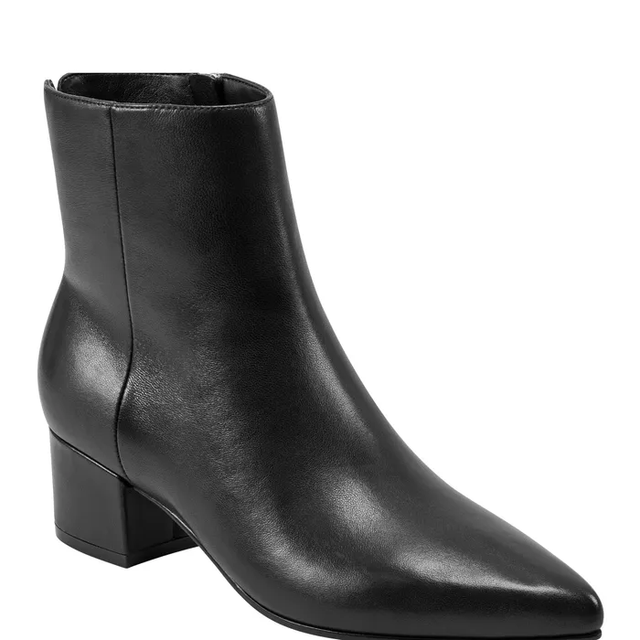 Marc Fisher Leonna Ankle Bootie Black Leather Women Boots and Booties