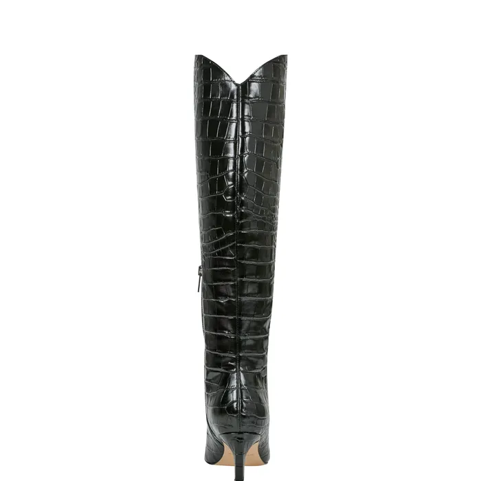Marc Fisher Quinnie Dress Boot Black Croco Leather Women Boots