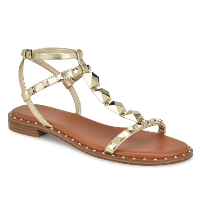 Marcila Studded Ankle Strap Sandals Platino Women Nine West Sandals Marcila Studded Ankle Strap Sandals Platino Women Nine West Sandals