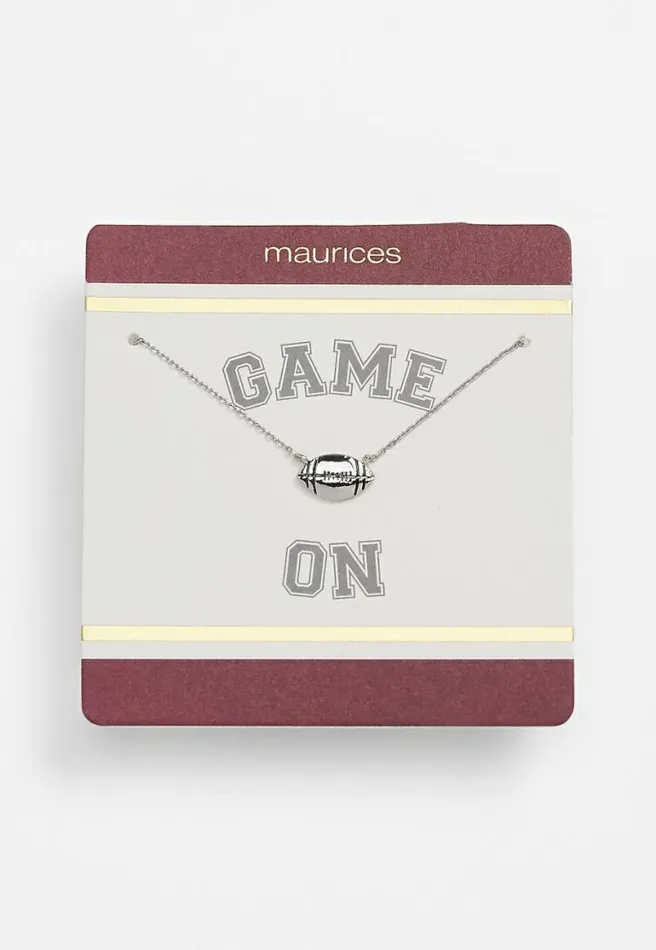 Maroon And Gold Carded Football Necklace Women Maurices Jewelry