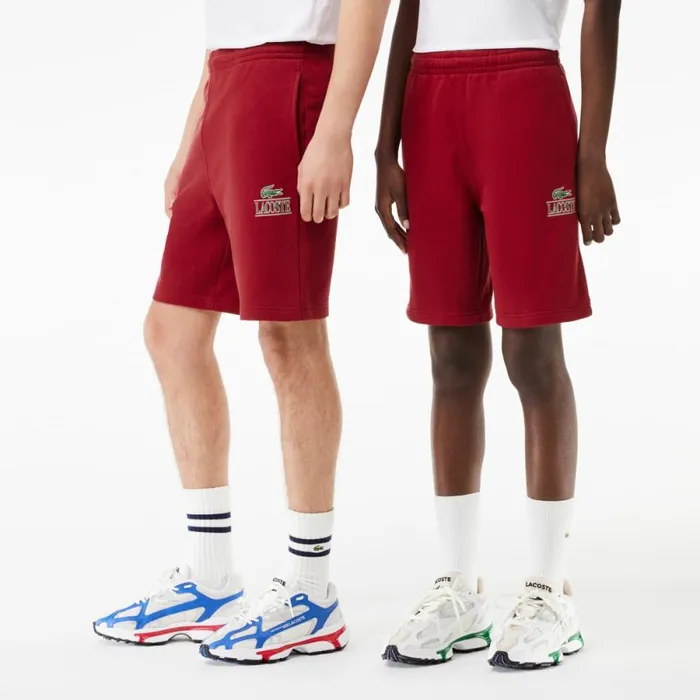 Matching Sets Men Lacoste Unisex Signature Print Shorts Bordeaux Ixx