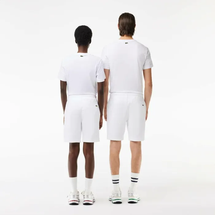 Matching Sets Men Lacoste Unisex Signature Print Shorts White 001