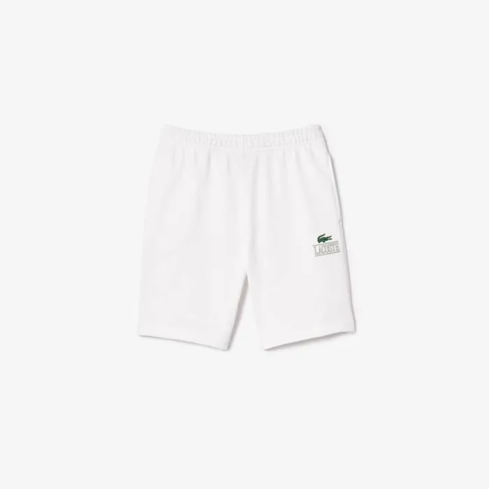 Matching Sets Men Lacoste Unisex Signature Print Shorts White 001