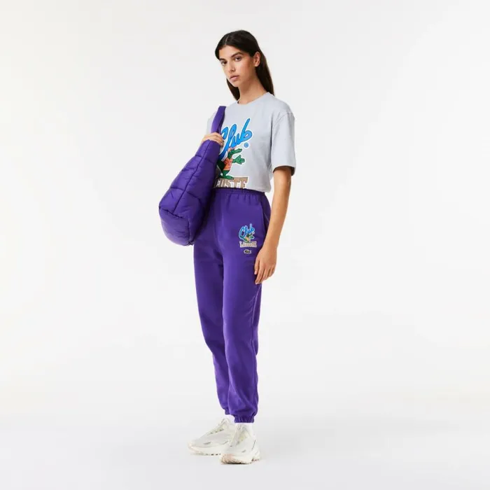 Matching Sets MenWomen Lacoste Unisex Iconic Print Sweatpants Acai Purple Sni