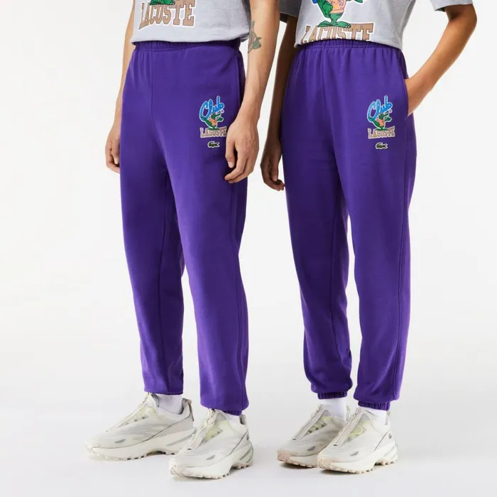 Matching Sets MenWomen Lacoste Unisex Iconic Print Sweatpants Acai Purple Sni
