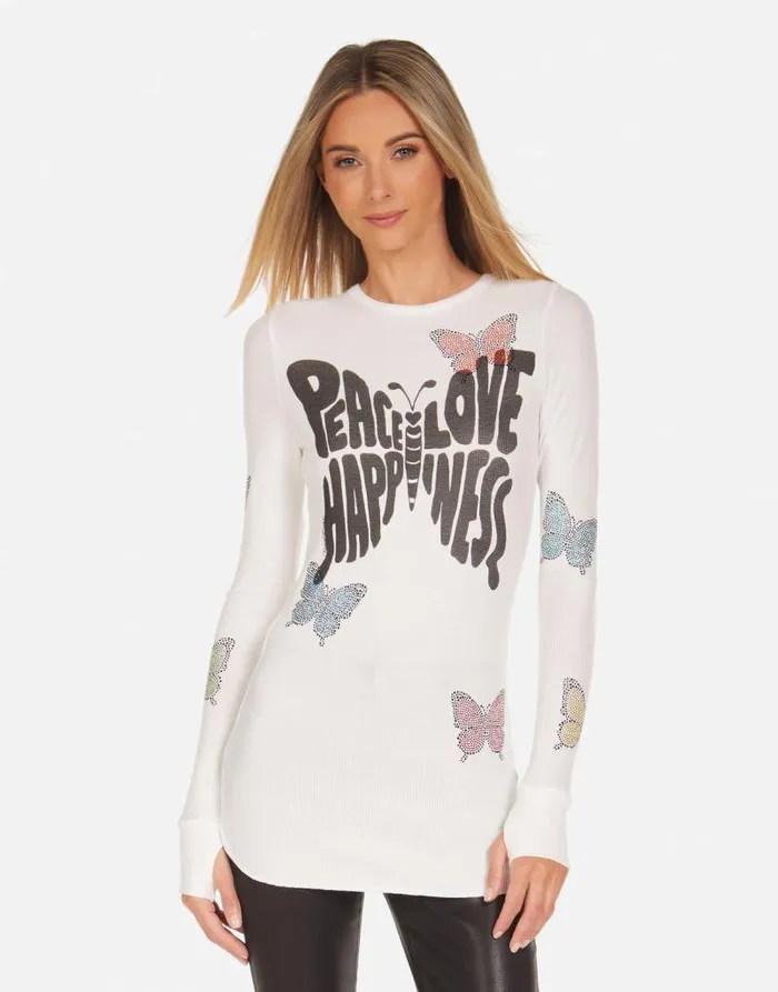 McKinley Crystal Love Butterfly Milk Women Lauren Moshi Long Sleeve