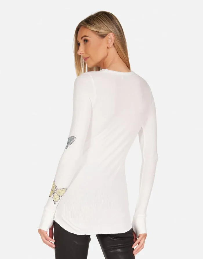 McKinley Crystal Love Butterfly Milk Women Lauren Moshi Long Sleeve