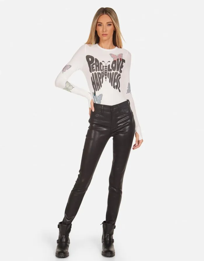 McKinley Crystal Love Butterfly Milk Women Lauren Moshi Long Sleeve